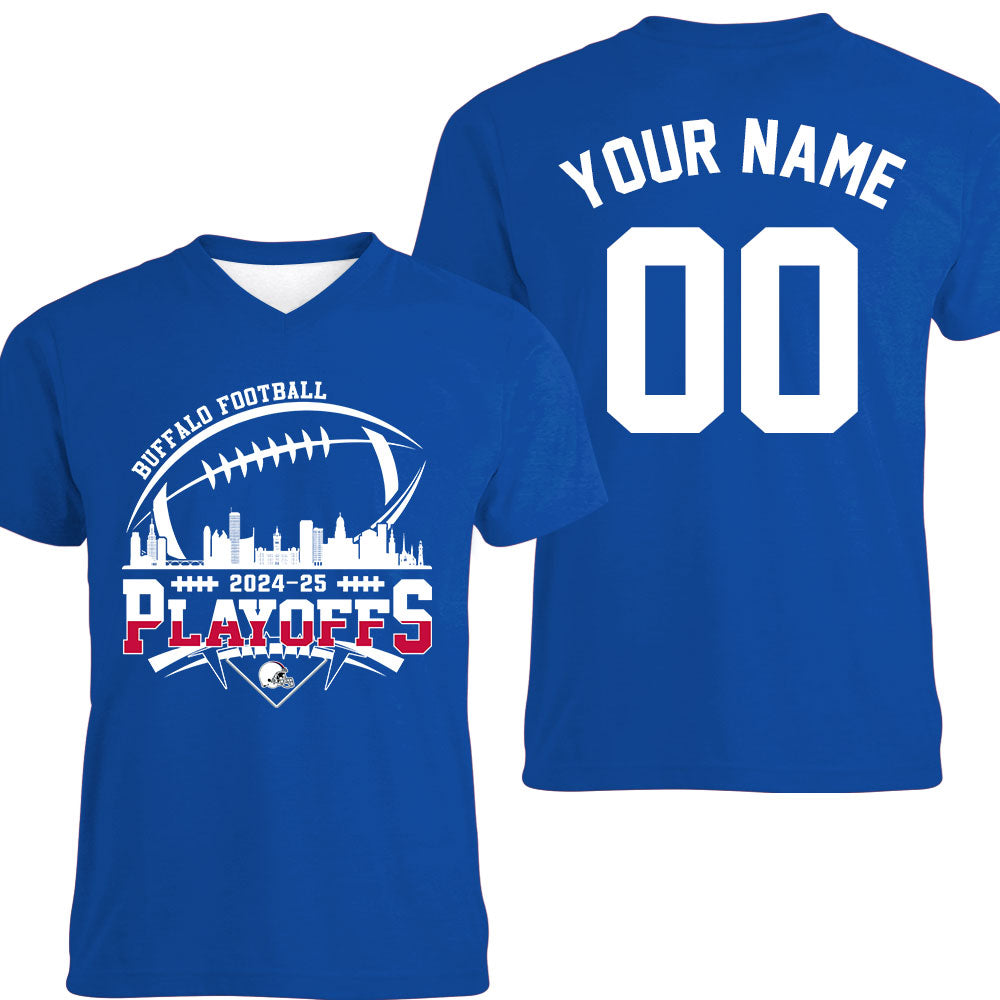 Buffalo American Football 2024-25 Playoffs Skyline Double Sided Long Sleeve Shirt, Playoffs Game Day Custom 2 Sided Long Sleeve Shirts