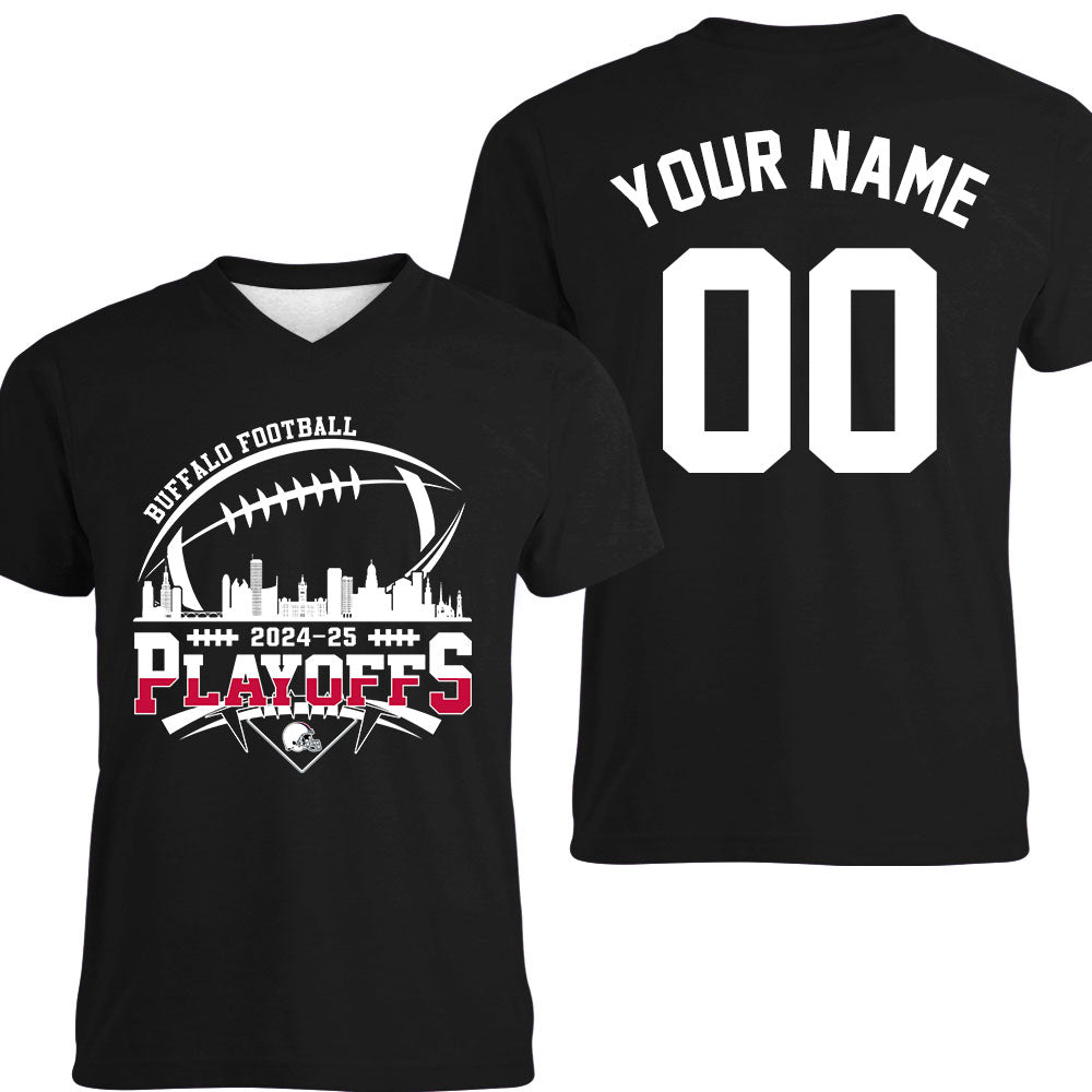 Buffalo American Football 2024-25 Playoffs Skyline Double Sided Long Sleeve Shirt, Playoffs Game Day Custom 2 Sided Long Sleeve Shirts