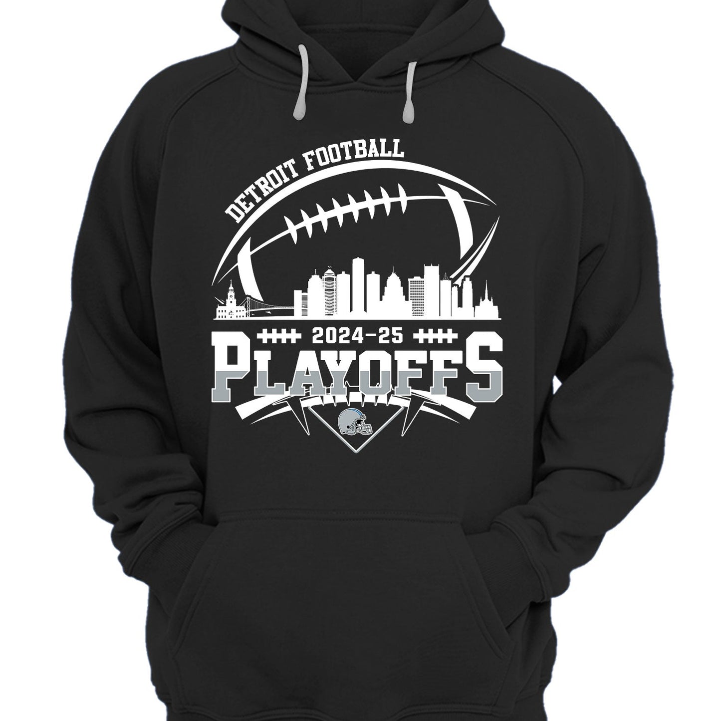Detroit American Football 2024-25 Playoffs Skyline V-neck Shirt, Playoffs Detroit Game Day V-neck Shirts, V-neck For Detroit Football Fans