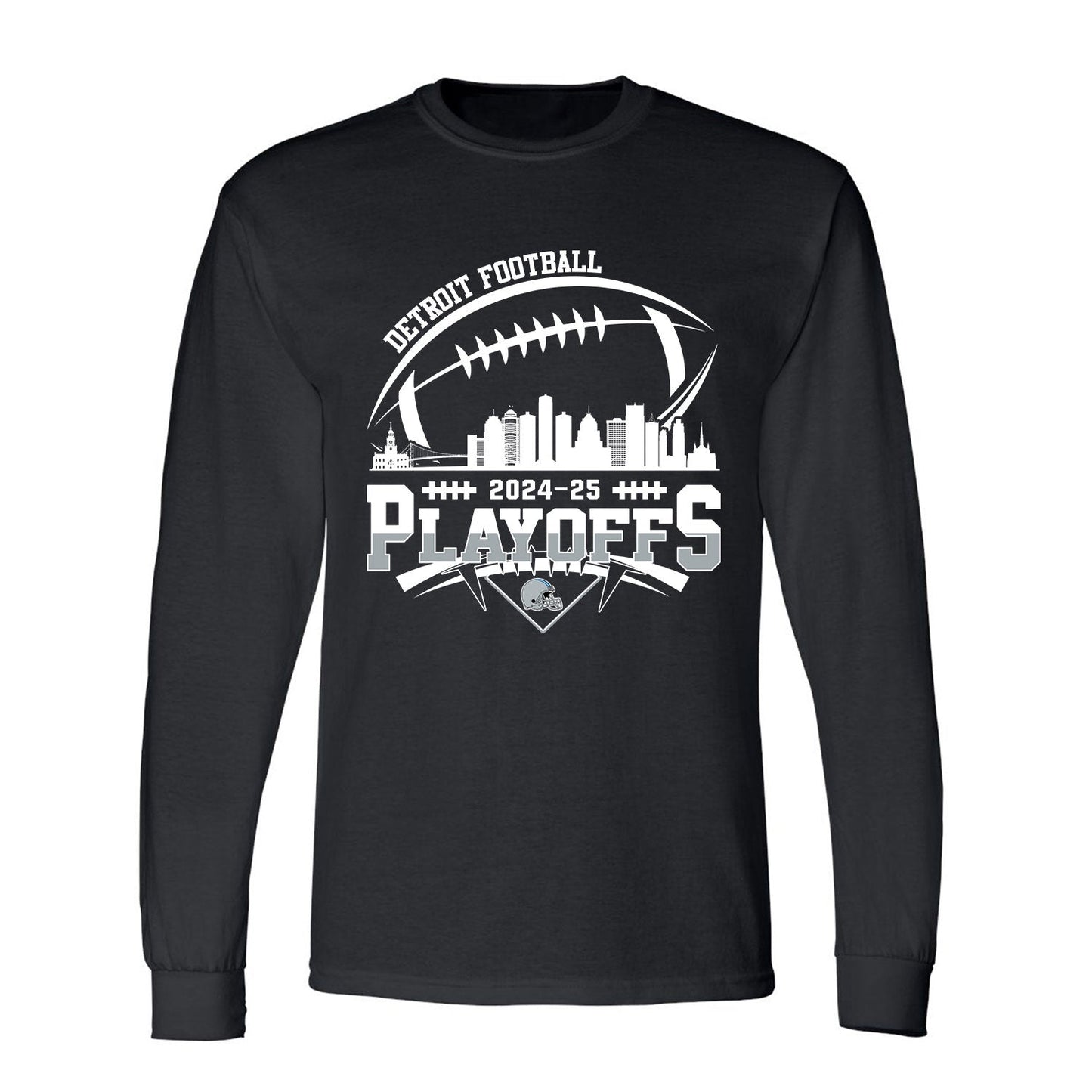 Detroit American Football 2024-25 Playoffs Skyline V-neck Shirt, Playoffs Detroit Game Day V-neck Shirts, V-neck For Detroit Football Fans