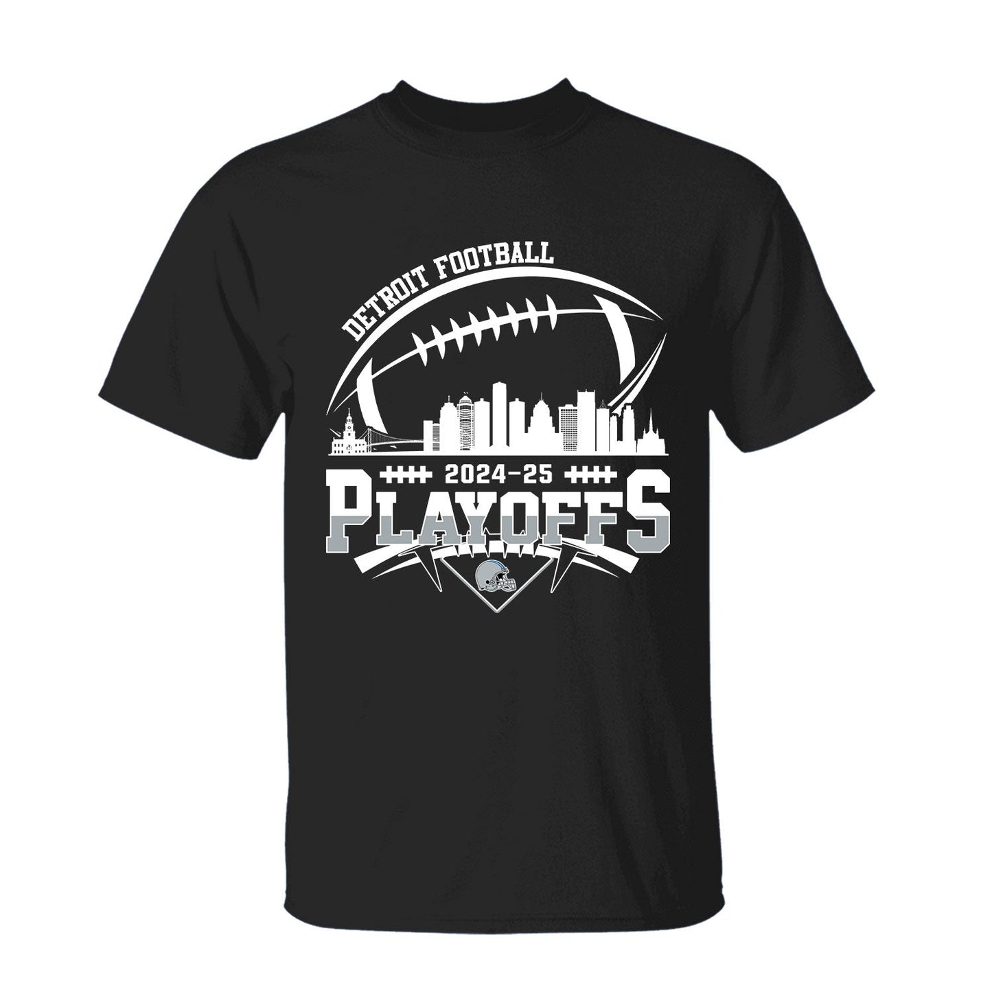 Detroit American Football 2024-25 Playoffs Skyline V-neck Shirt, Playoffs Detroit Game Day V-neck Shirts, V-neck For Detroit Football Fans