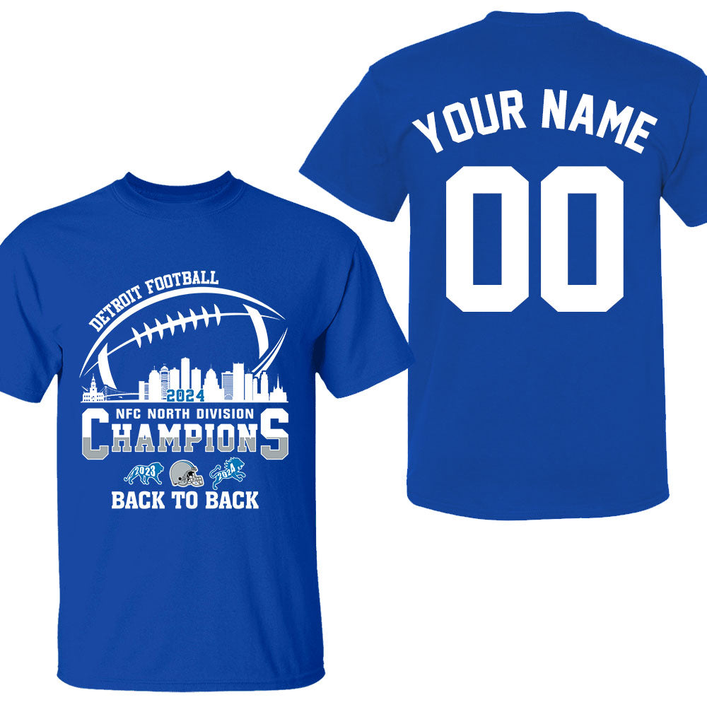 Detroit Football NFC North Division Champions Back To Back Double Sided Hoodie, 2024 NFC North Champs 2 Sided Custom Shirts