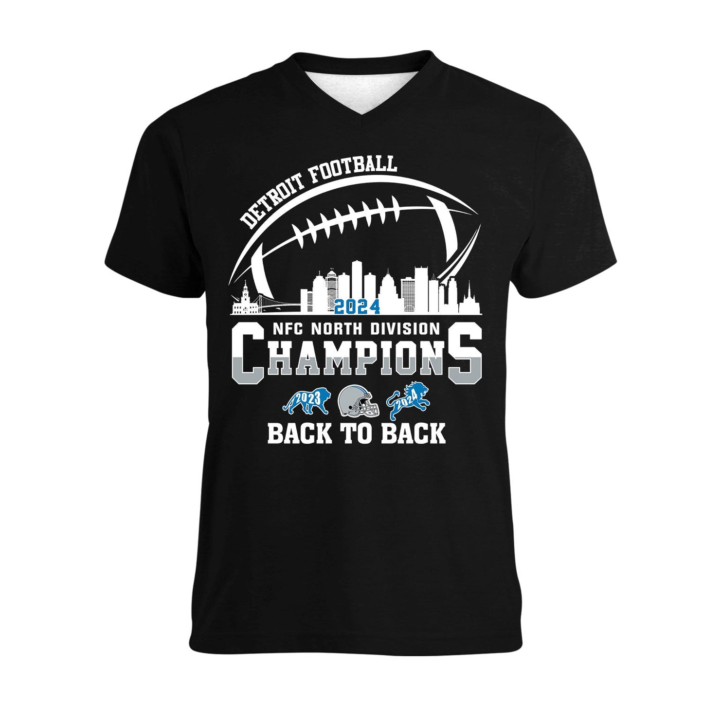 Detroit Football 2024 NFC North Division Champions Back To Back Shirts, 2024 NFC North Champs Apparel For Detroit Football Fans