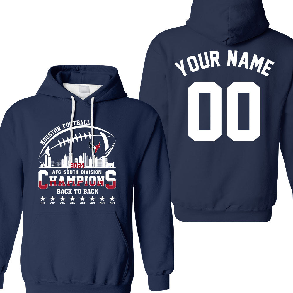 2024 Houston American Football AFC South Champions double sided Sweatshirt, Personalized Houston Football Division Champions 2 Sided Sweatshirt