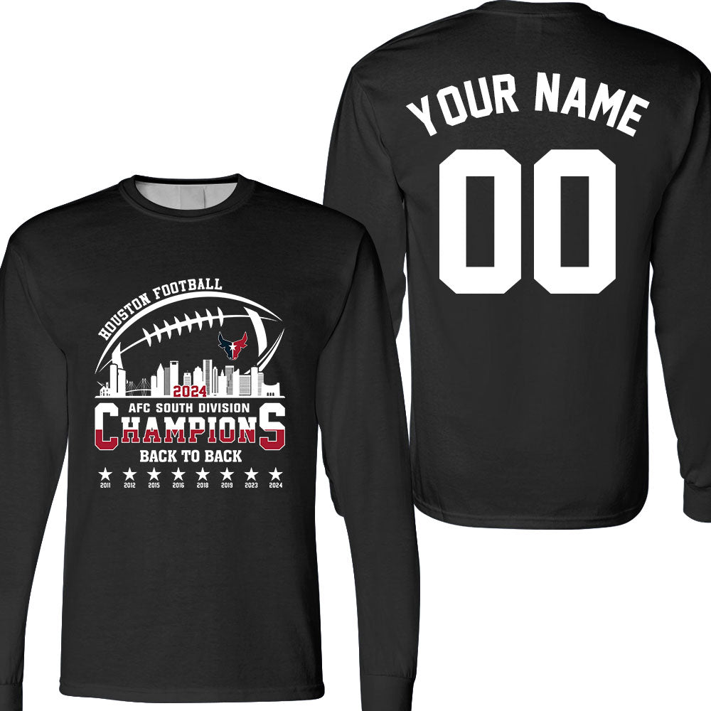 2024 Houston American Football AFC South Champions double sided Sweatshirt, Personalized Houston Football Division Champions 2 Sided Sweatshirt