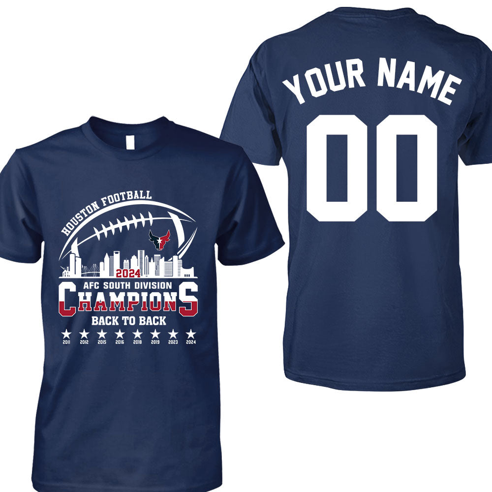 2024 Houston American Football AFC South Champions double sided Sweatshirt, Personalized Houston Football Division Champions 2 Sided Sweatshirt