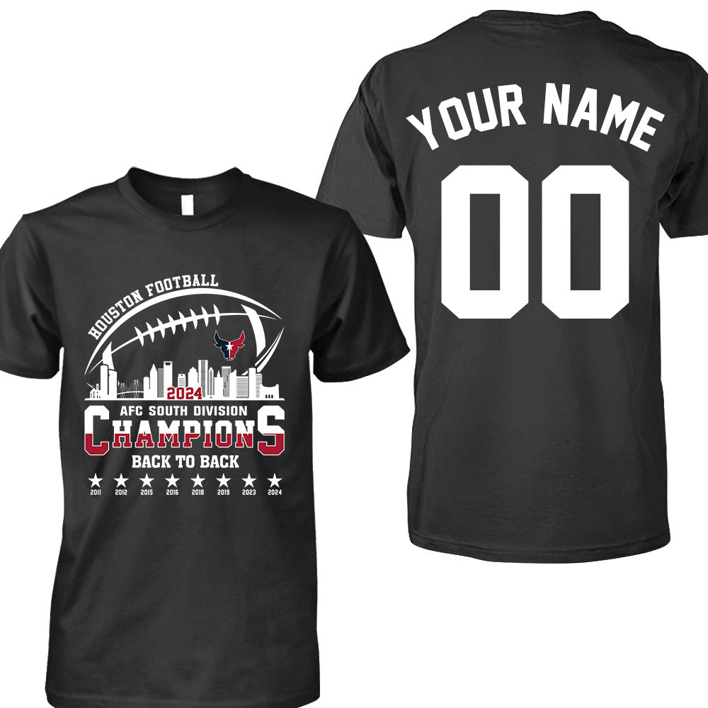 2024 Houston American Football AFC South Champions double sided Sweatshirt, Personalized Houston Football Division Champions 2 Sided Sweatshirt