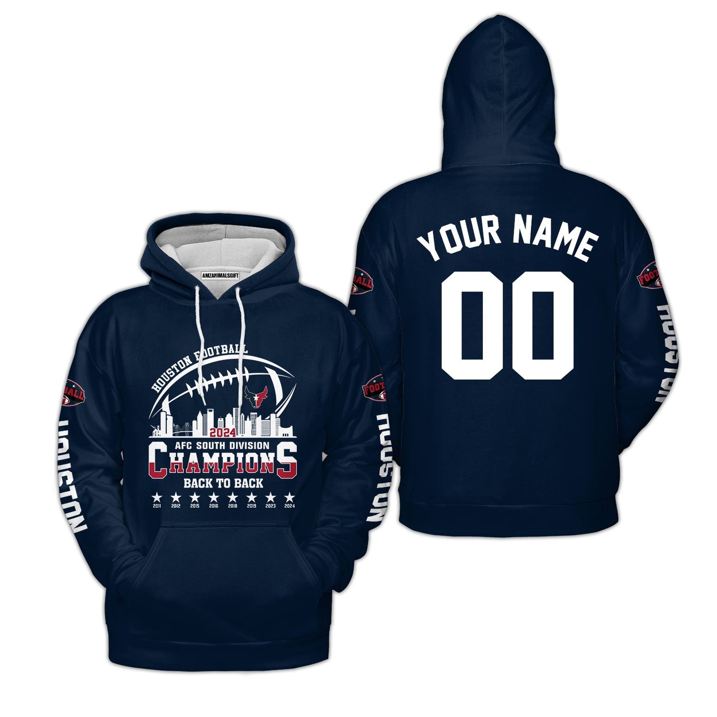 2024 Houston American Football AFC South Champions Custom Hoodie Shirts, Custom Houston Football Division Champion Hoodie Apparel