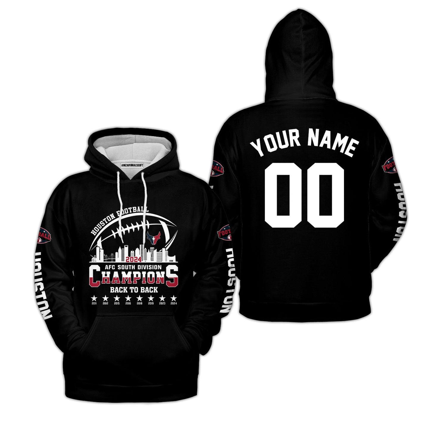 2024 Houston American Football AFC South Champions Custom Hoodie Shirts, Custom Houston Football Division Champion Hoodie Apparel