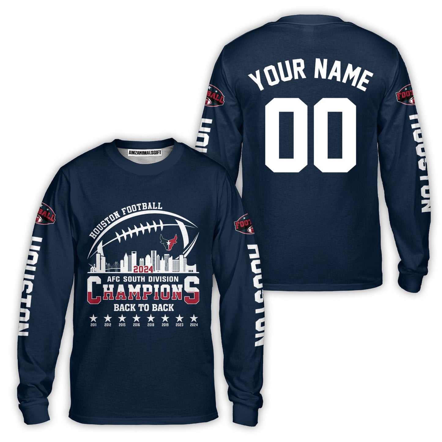 2024 Houston American Football AFC South Champions Custom Hoodie Shirts, Custom Houston Football Division Champion Hoodie Apparel