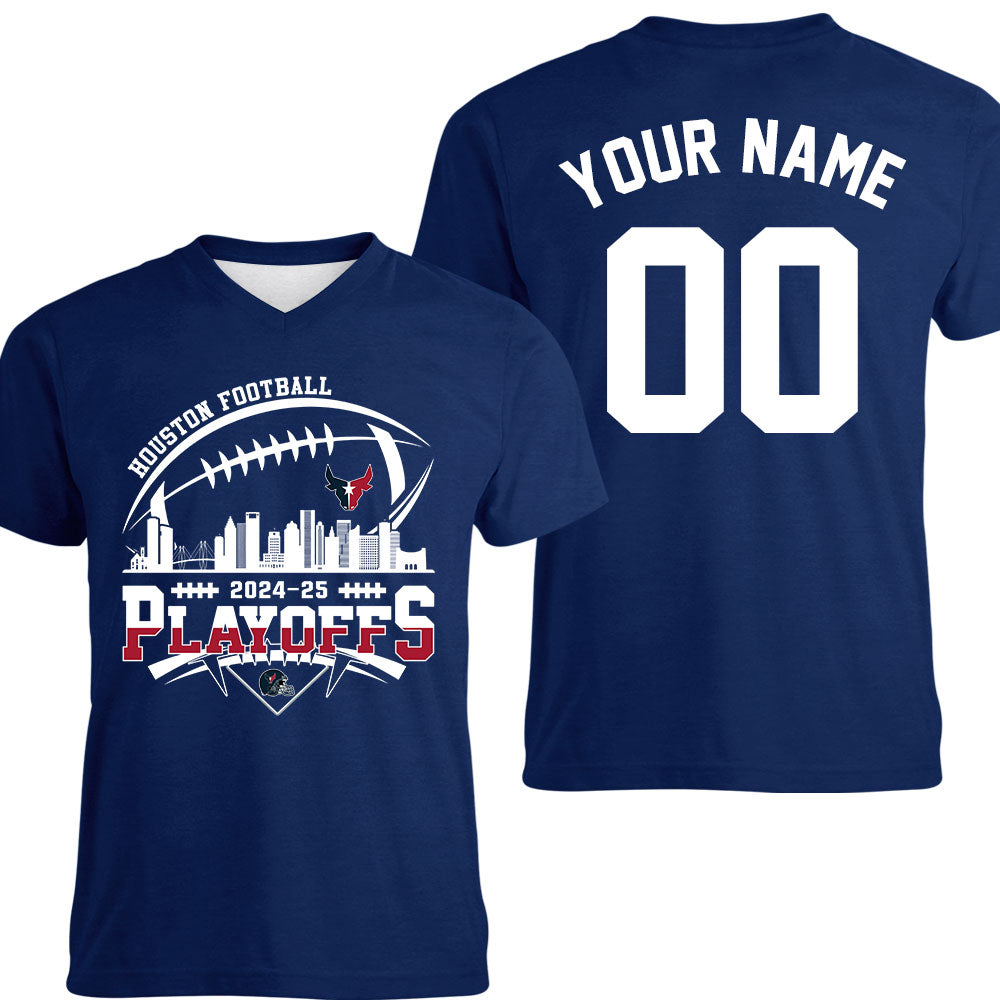 Houston American Football 2024-25 Playoffs Skyline Double Sided Hoodie, Houston Game Day Division Custom Playoffs 2 Sided Hoodie For Houston Football