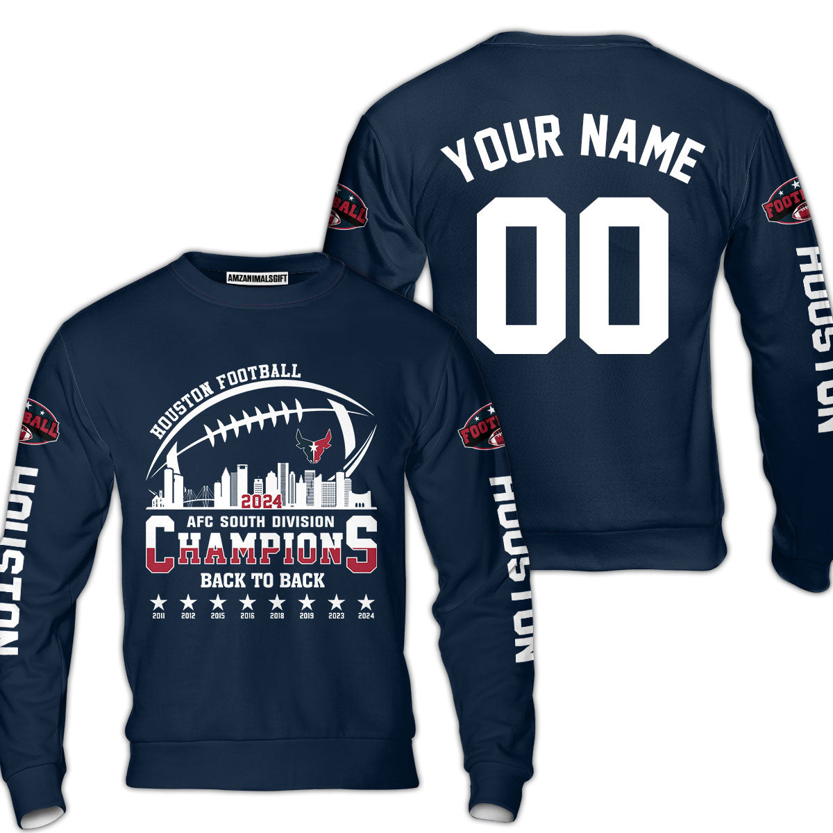 2024 Houston American Football AFC South Champions Custom Hoodie Shirts, Custom Houston Football Division Champion Hoodie Apparel