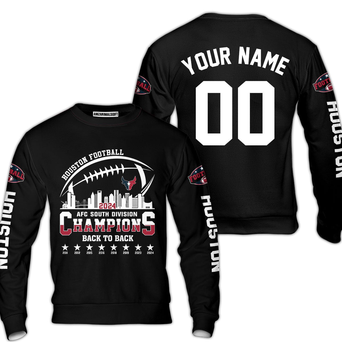 2024 Houston American Football AFC South Champions Custom Hoodie Shirts, Custom Houston Football Division Champion Hoodie Apparel