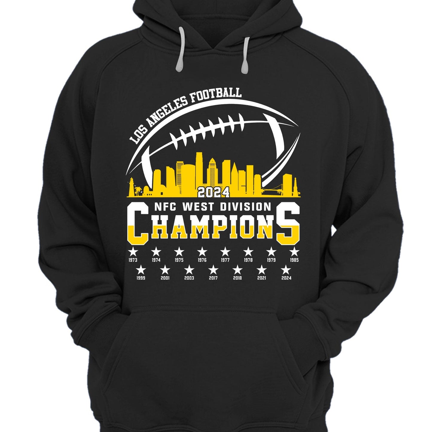 Los Angeles Football 2024 NFC West Division Champions Skyline V-neck Shirt, 2024 NFC West Champs Long Sleeve Shirts For V-neck Football Fans