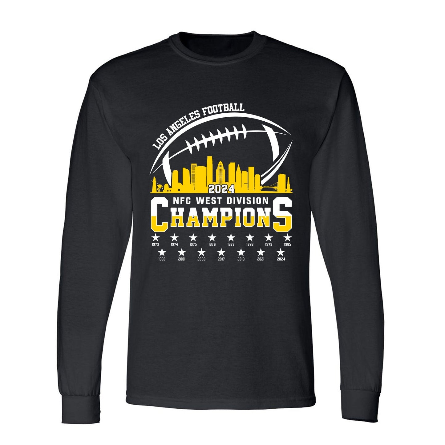 Los Angeles Football 2024 NFC West Division Champions Skyline V-neck Shirt, 2024 NFC West Champs Long Sleeve Shirts For V-neck Football Fans
