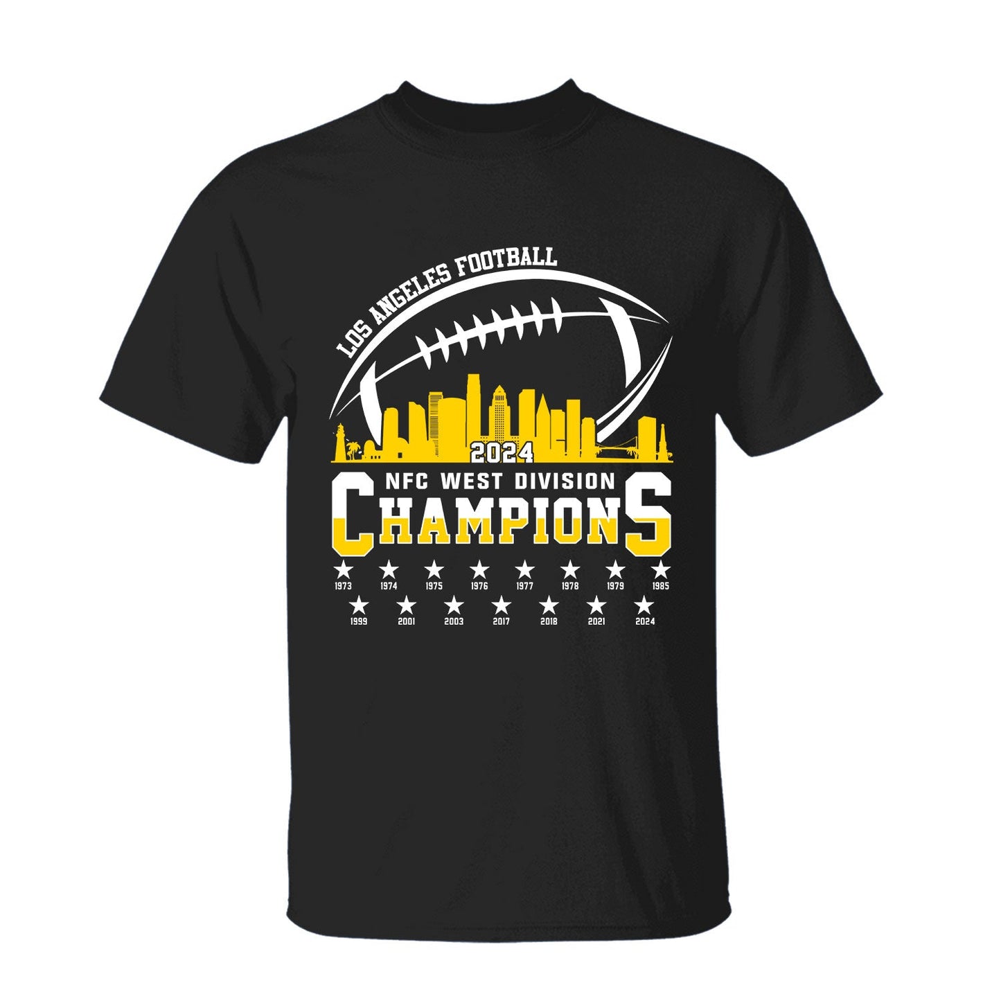 Los Angeles Football 2024 NFC West Division Champions Skyline V-neck Shirt, 2024 NFC West Champs Long Sleeve Shirts For V-neck Football Fans