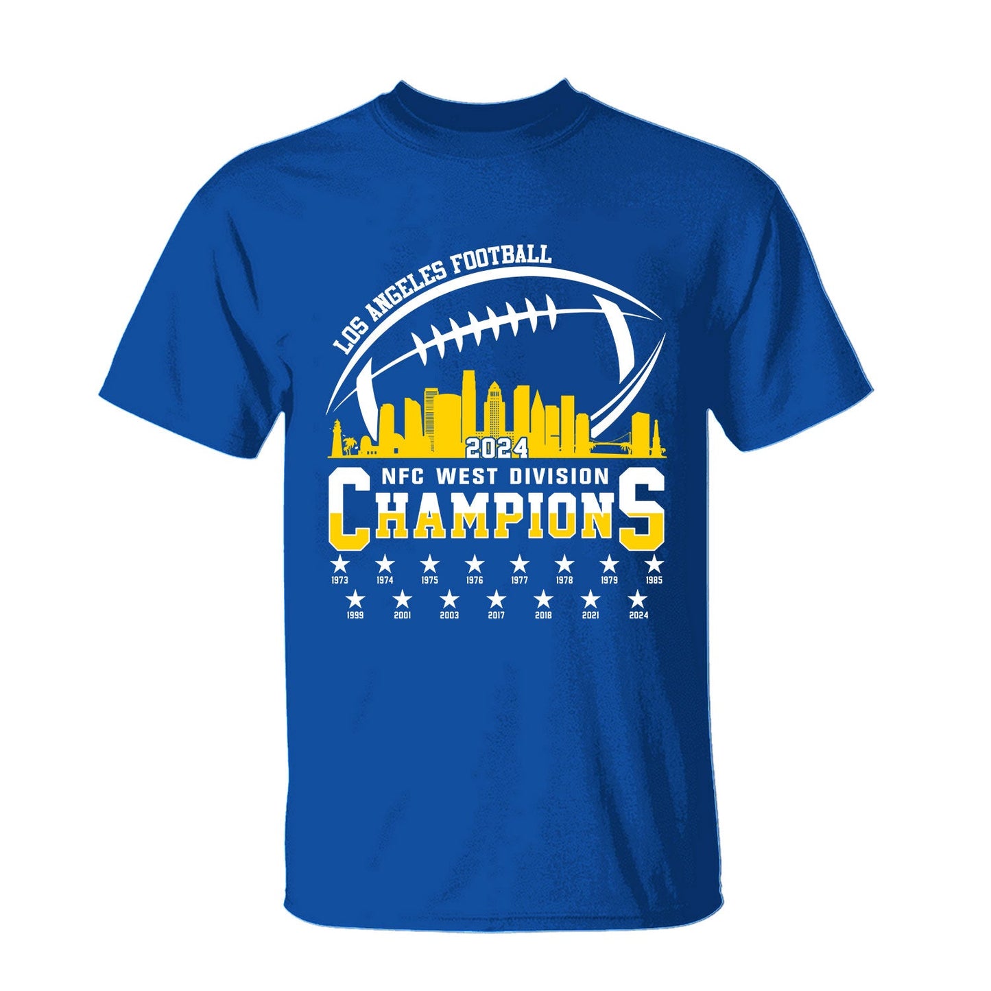 Los Angeles Football 2024 NFC West Division Champions Skyline V-neck Shirt, 2024 NFC West Champs Long Sleeve Shirts For V-neck Football Fans