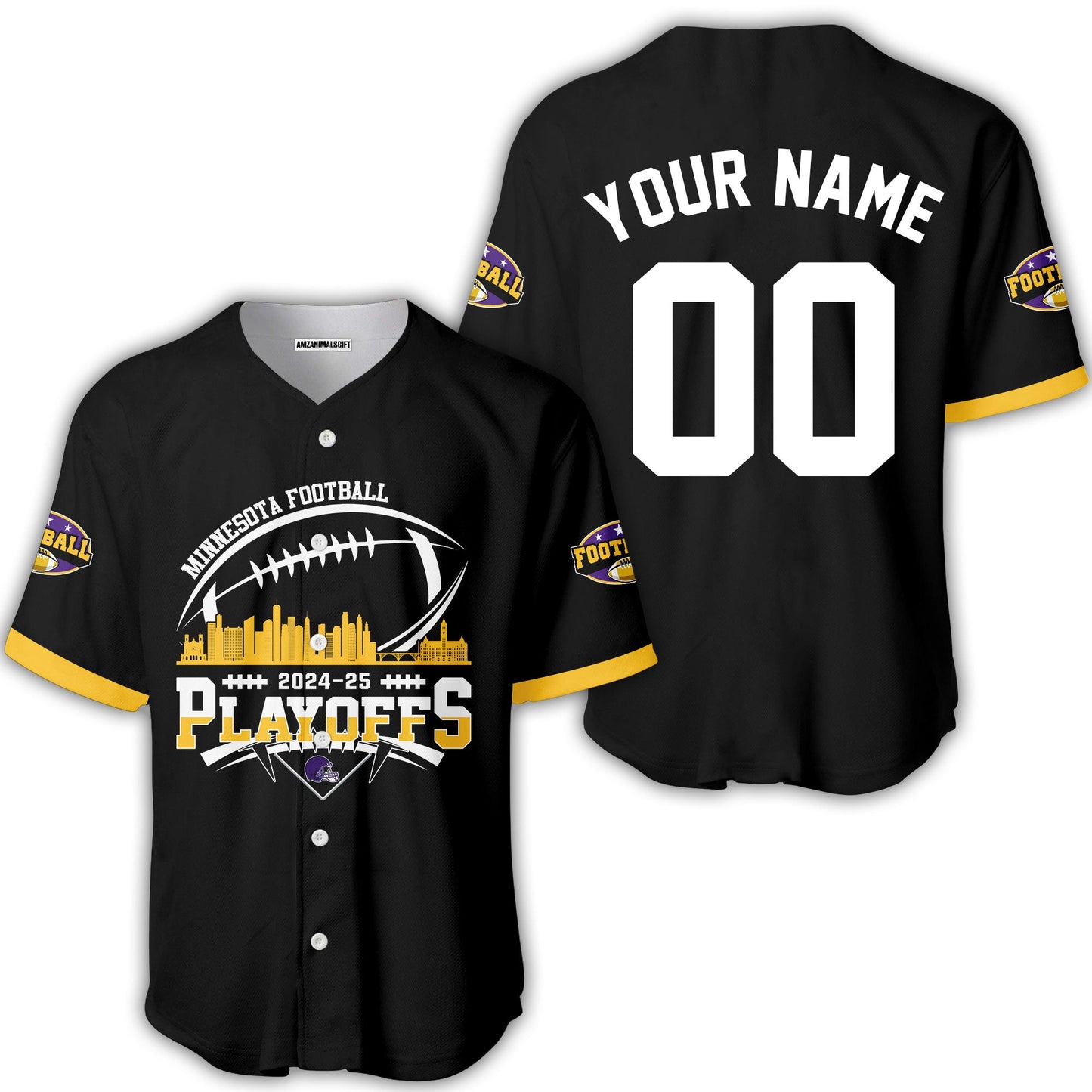 Minnesota American Football 2024-25 Playoffs Skyline Custom Long Sleeve Shirt, Game Day Division Playoffs 2 Sided Long Sleeve Shirts