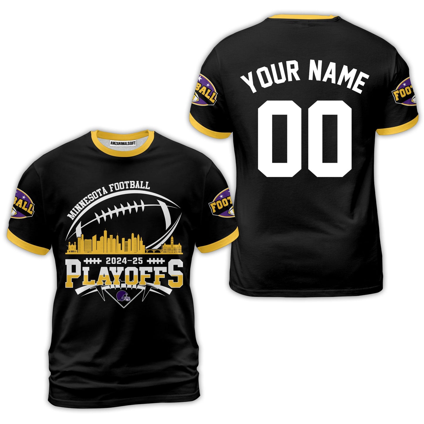 Minnesota American Football 2024-25 Playoffs Skyline Custom Long Sleeve Shirt, Game Day Division Playoffs 2 Sided Long Sleeve Shirts