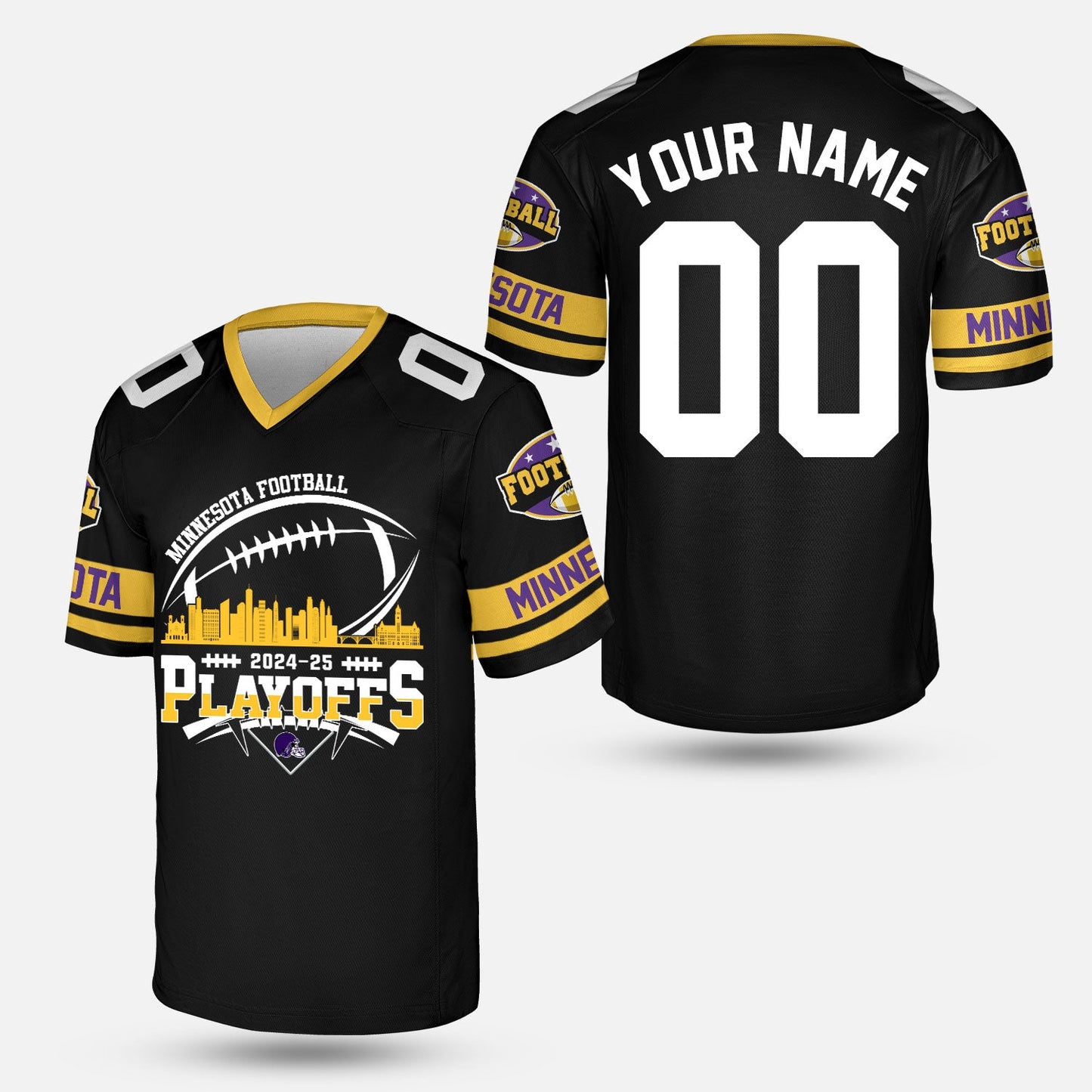 Minnesota American Football 2024-25 Playoffs Skyline Custom Long Sleeve Shirt, Game Day Division Playoffs 2 Sided Long Sleeve Shirts