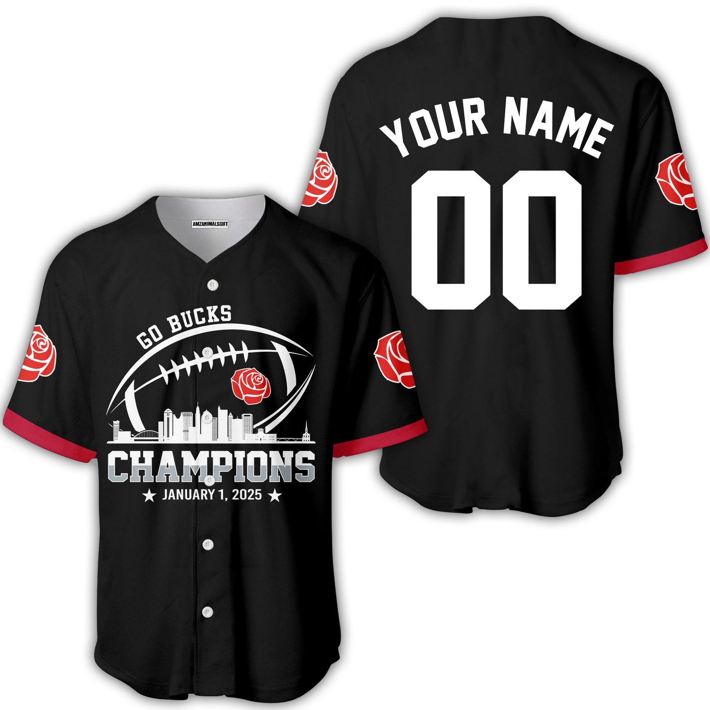 2025 Rose Champions Skyline Custom Double Sided Hoodie, Go Bucks Football 2025 Rose Champions 2 Sided Custom Hoodie