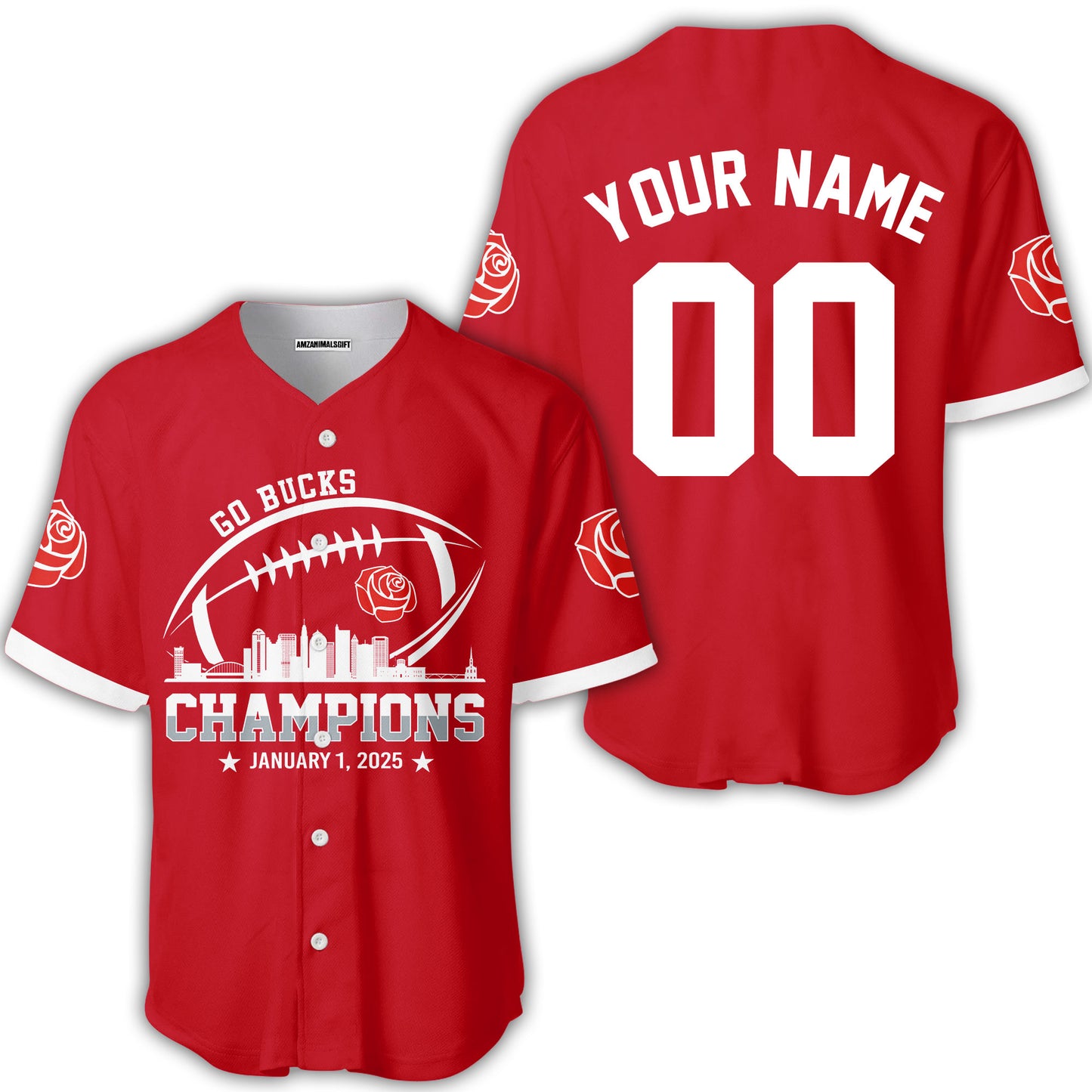 2025 Rose Champions Skyline Custom Double Sided Hoodie, Go Bucks Football 2025 Rose Champions 2 Sided Custom Hoodie