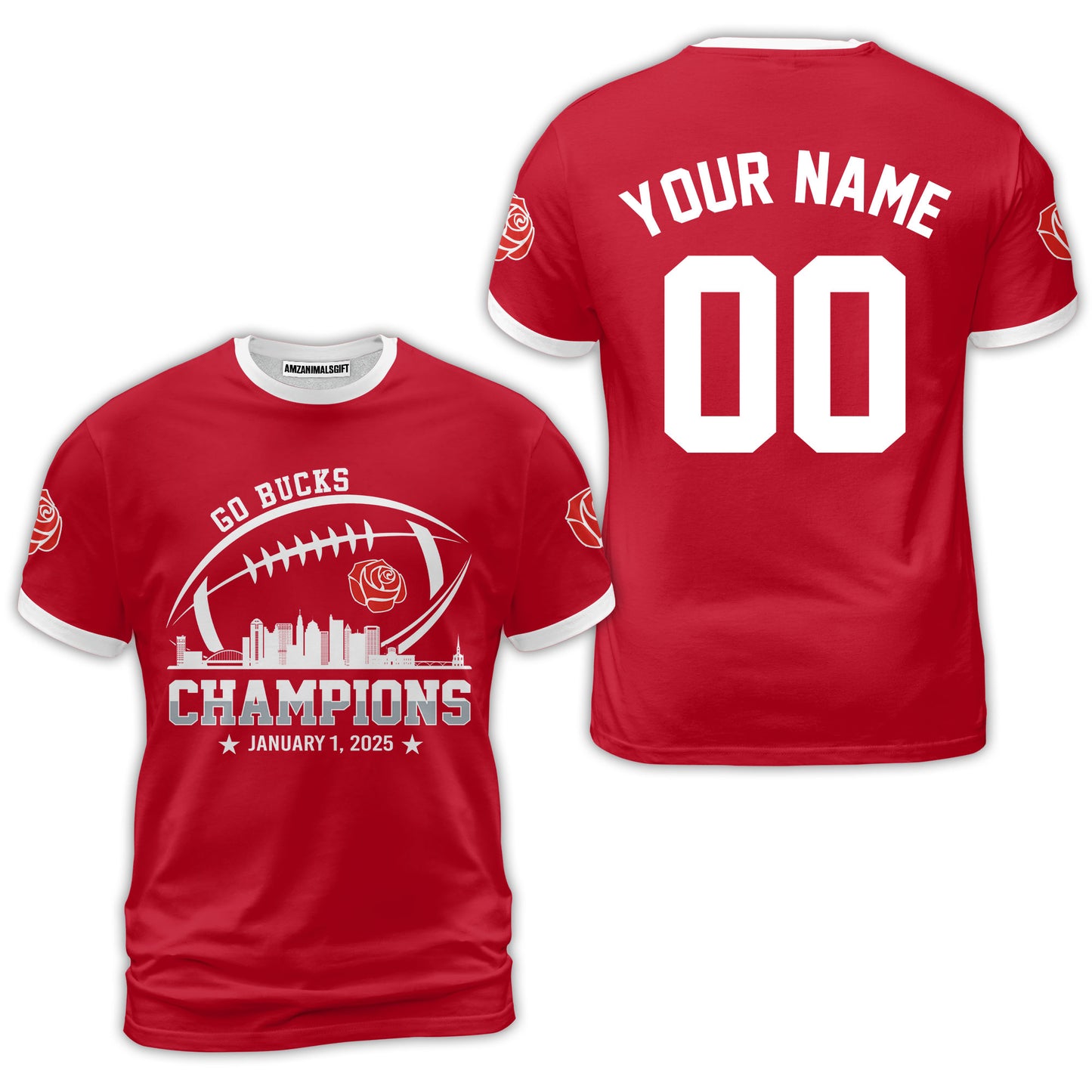 2025 Rose Champions Skyline Custom Double Sided Hoodie, Go Bucks Football 2025 Rose Champions 2 Sided Custom Hoodie