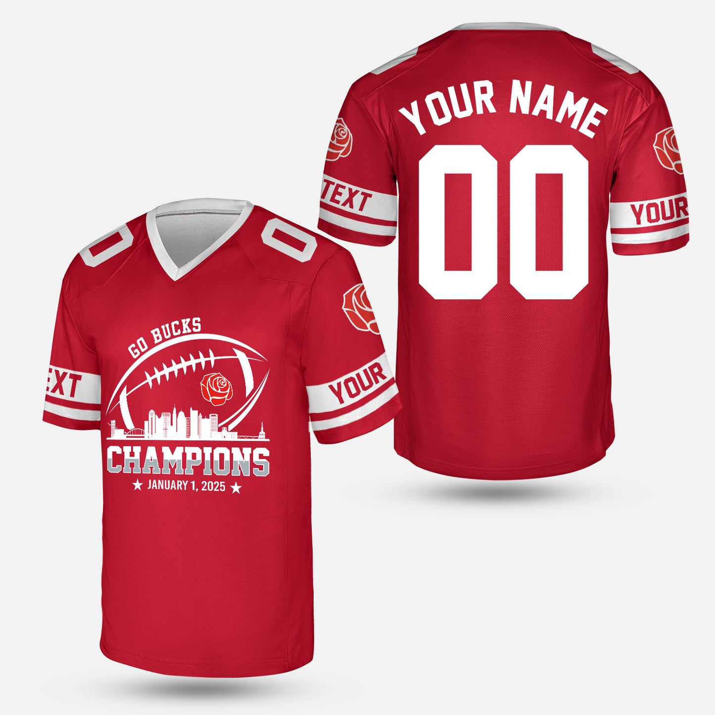2025 Rose Champions Skyline Custom Double Sided Hoodie, Go Bucks Football 2025 Rose Champions 2 Sided Custom Hoodie