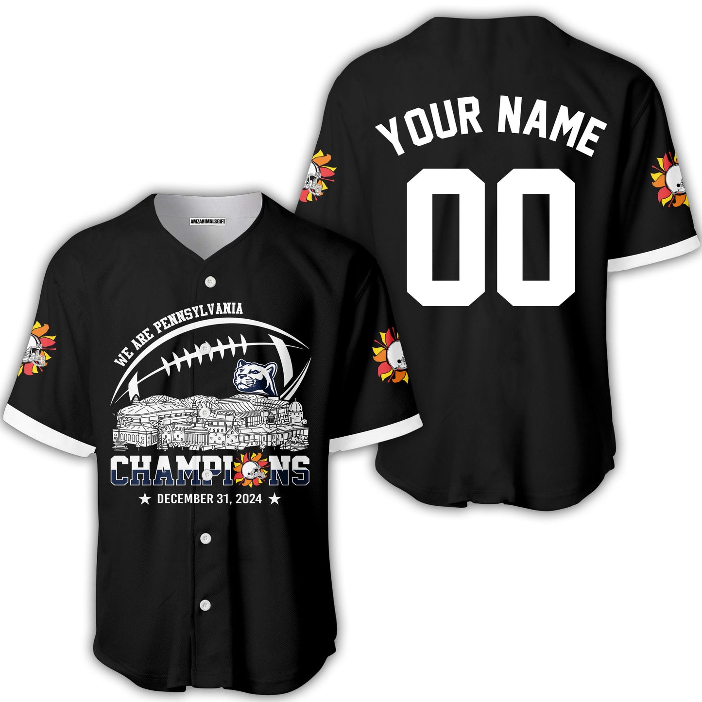 2024 Fiesta Champions Skyline Custom Baseball Jersey Shirt, We Are Pennsylvania Football 2024 Fiesta Champions 2 Sided Custom Baseball Jersey Shirts