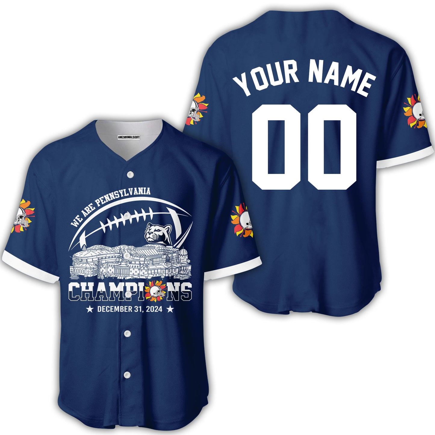 2024 Fiesta Champions Skyline Custom Baseball Jersey Shirt, We Are Pennsylvania Football 2024 Fiesta Champions 2 Sided Custom Baseball Jersey Shirts