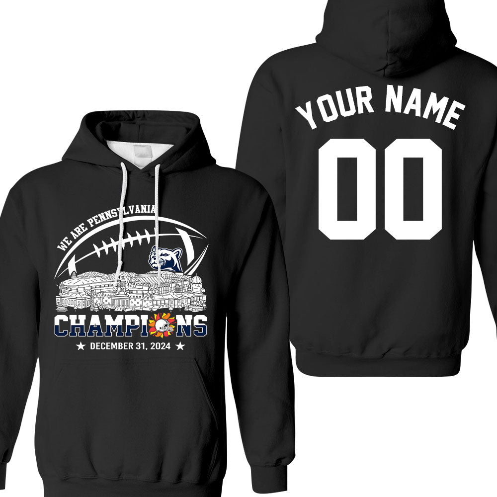 2024 Fiesta Champions Skyline Double Sided V-neck Shirt, We Are Pennsylvania Football 2024 Fiesta Champions 2 Sided Custom V-neck Shirts