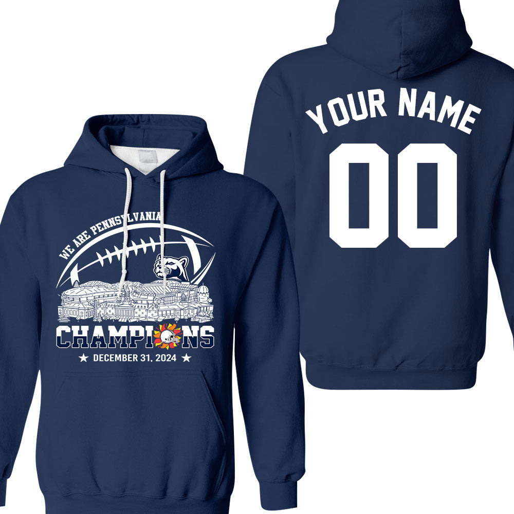 2024 Fiesta Champions Skyline Double Sided V-neck Shirt, We Are Pennsylvania Football 2024 Fiesta Champions 2 Sided Custom V-neck Shirts