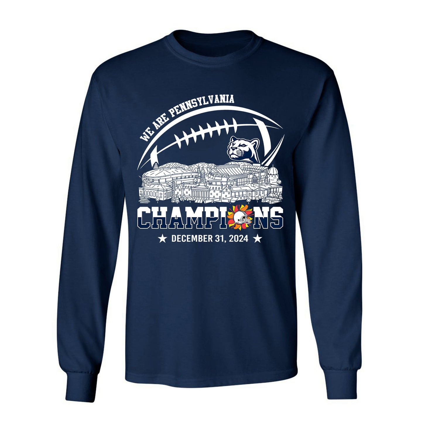 2024 Fiesta Champions Skyline Long Sleeve Shirt, We Are Pennsylvania Football 2024 Fiesta Champions Long Sleeve Shirts For Pennsylvania Football Fans