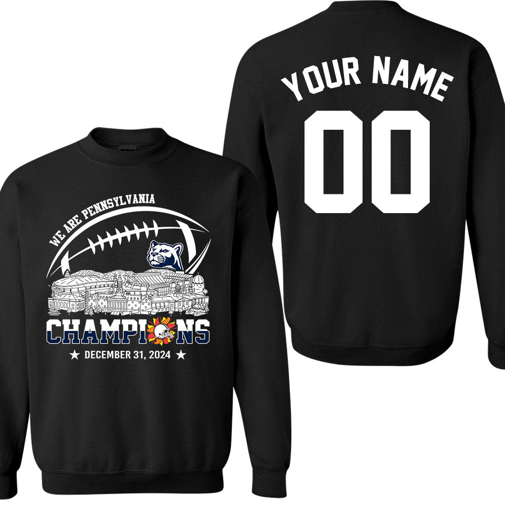 2024 Fiesta Champions Skyline Double Sided V-neck Shirt, We Are Pennsylvania Football 2024 Fiesta Champions 2 Sided Custom V-neck Shirts
