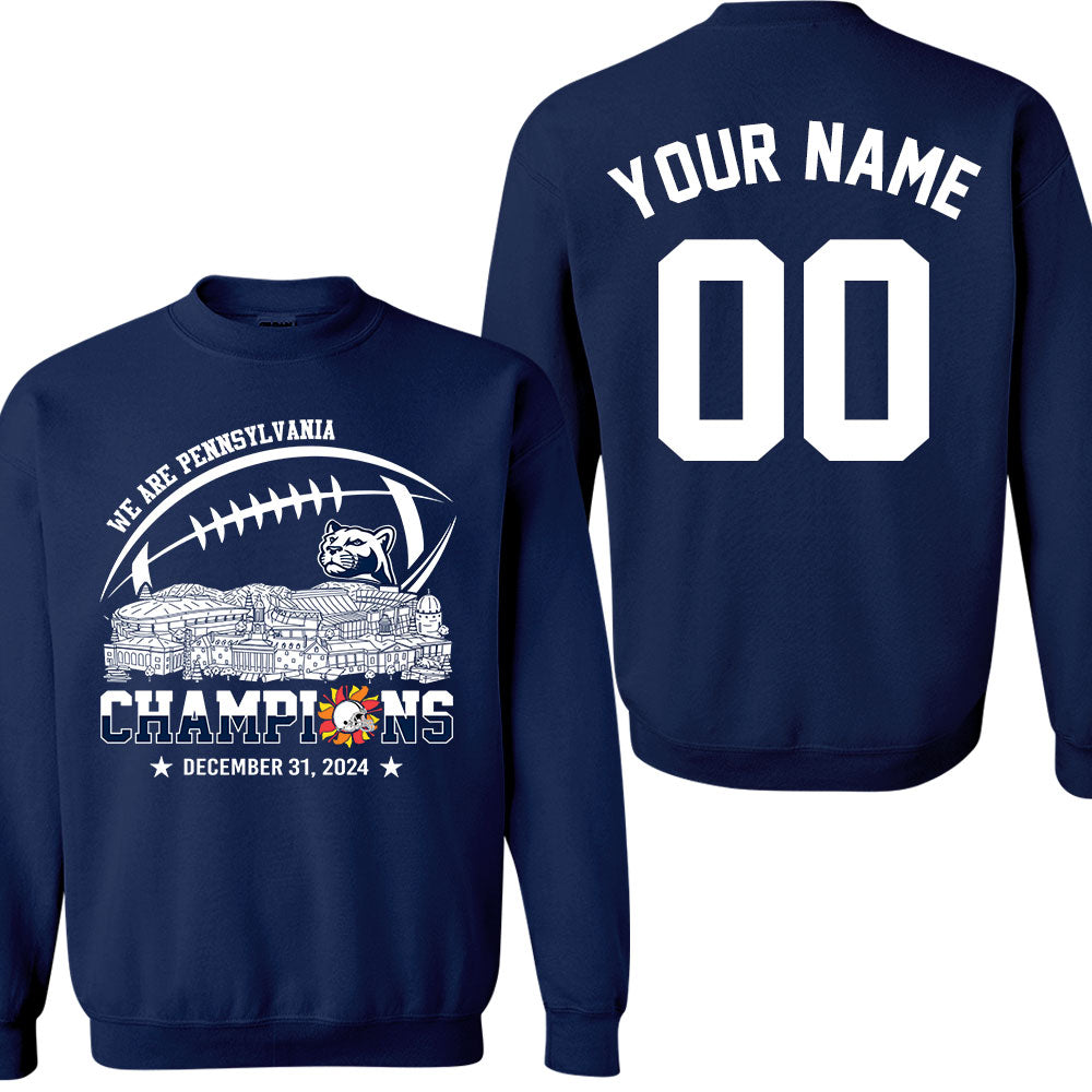 2024 Fiesta Champions Skyline Double Sided V-neck Shirt, We Are Pennsylvania Football 2024 Fiesta Champions 2 Sided Custom V-neck Shirts
