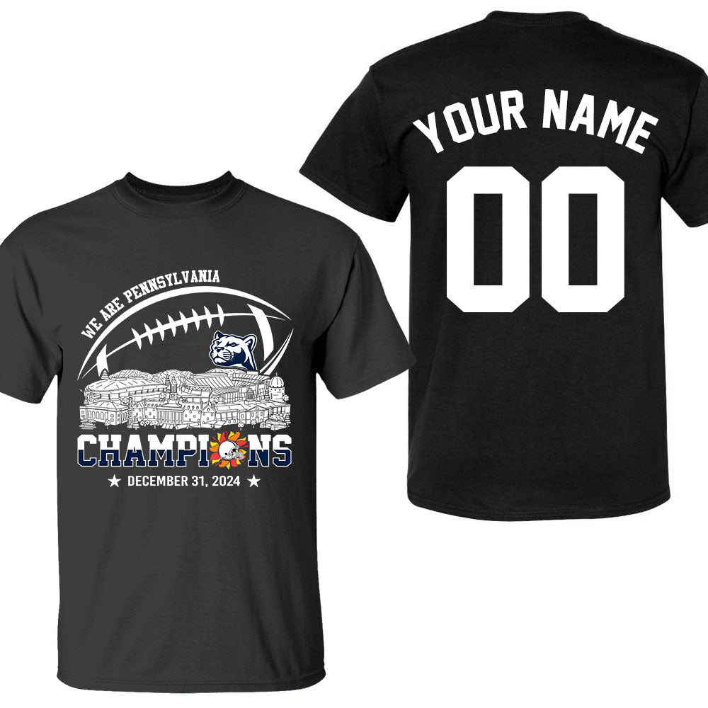 2024 Fiesta Champions Skyline Double Sided V-neck Shirt, We Are Pennsylvania Football 2024 Fiesta Champions 2 Sided Custom V-neck Shirts