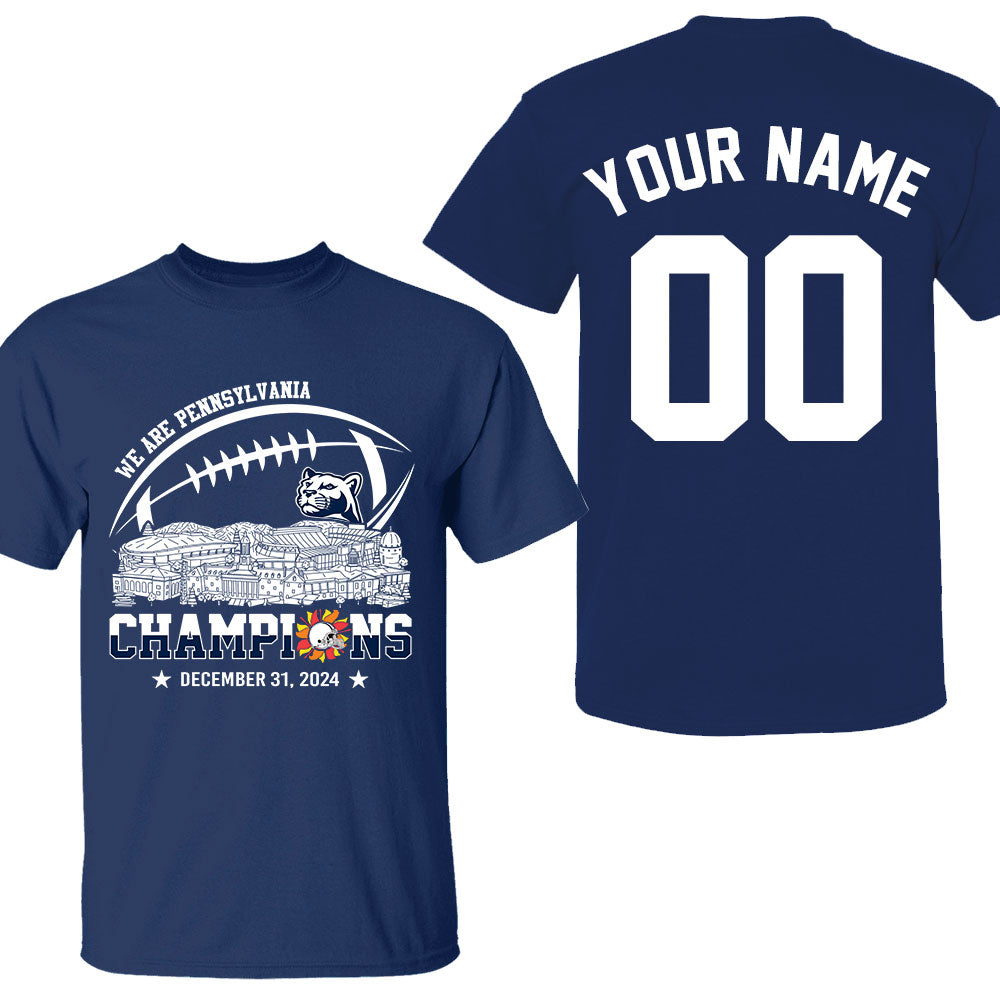 2024 Fiesta Champions Skyline Double Sided V-neck Shirt, We Are Pennsylvania Football 2024 Fiesta Champions 2 Sided Custom V-neck Shirts