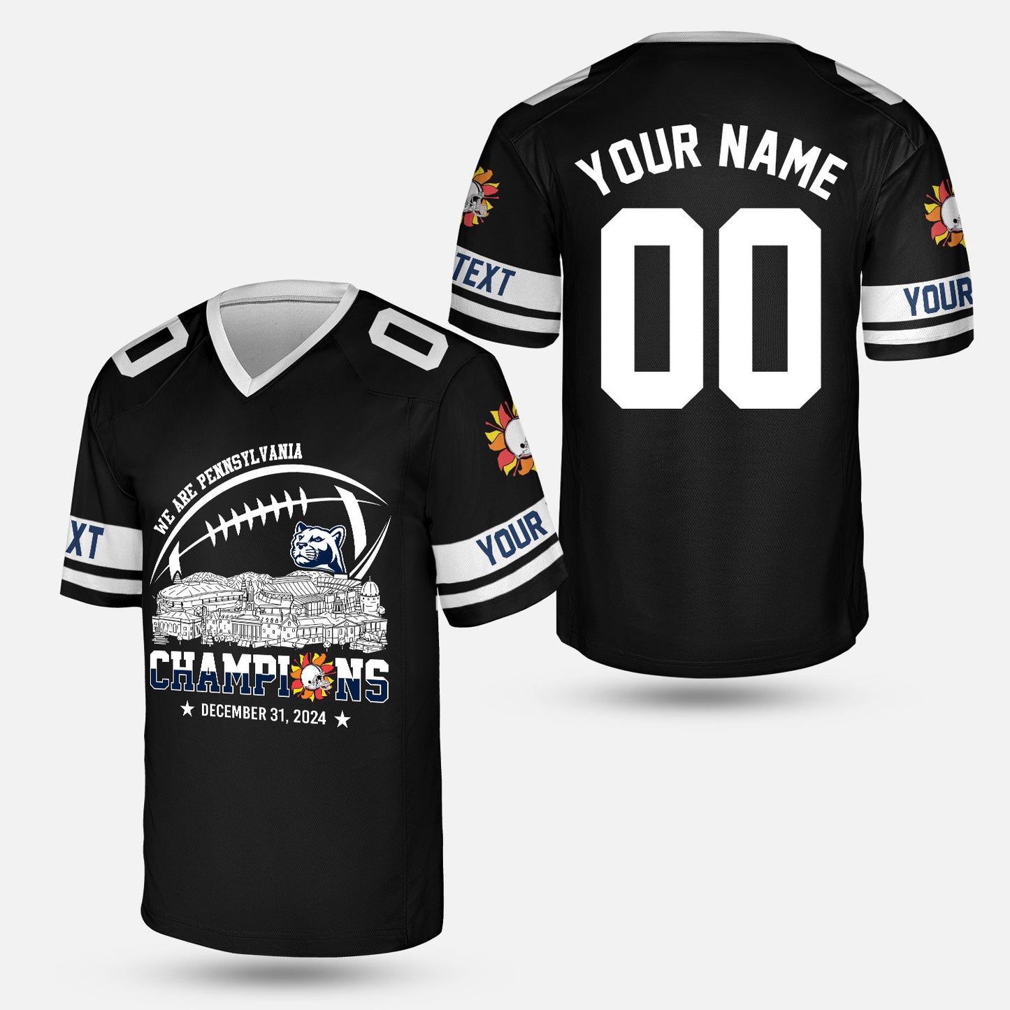 2024 Fiesta Champions Skyline Custom Baseball Jersey Shirt, We Are Pennsylvania Football 2024 Fiesta Champions 2 Sided Custom Baseball Jersey Shirts