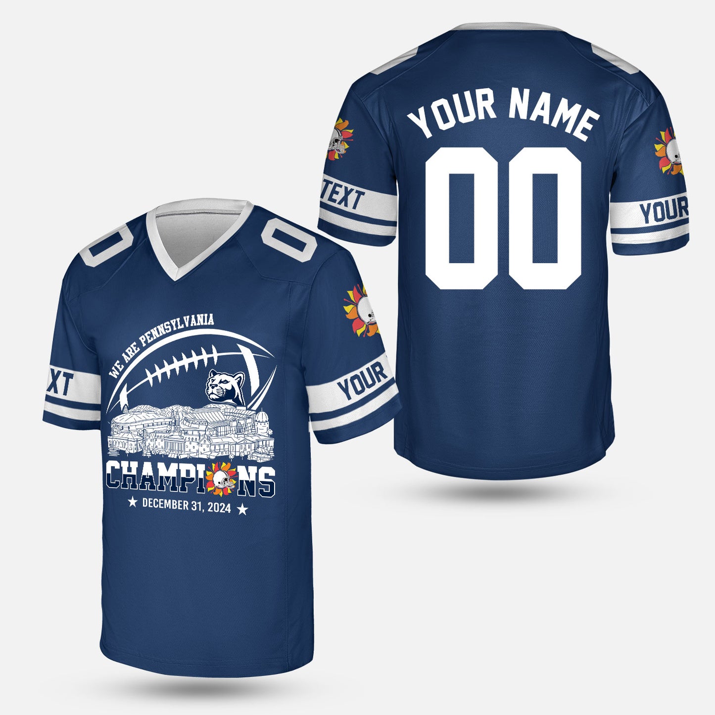 2024 Fiesta Champions Skyline Custom Baseball Jersey Shirt, We Are Pennsylvania Football 2024 Fiesta Champions 2 Sided Custom Baseball Jersey Shirts