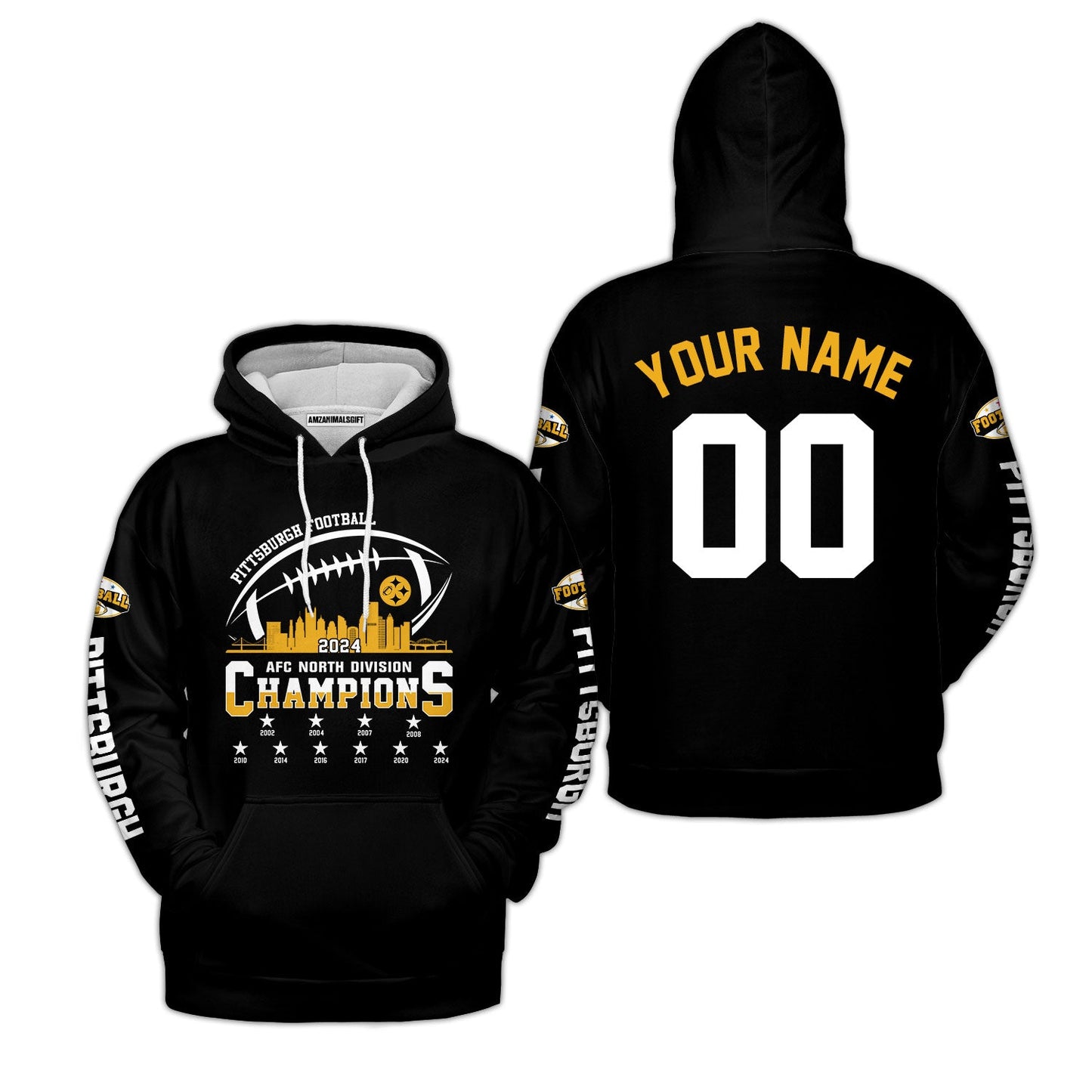Pittsburgh American Football 2024-25 Playoffs Skyline Custom Hoodie, Pittsburgh Game Day Division Custom, Double Sided Hoodie For Pittsburgh Football