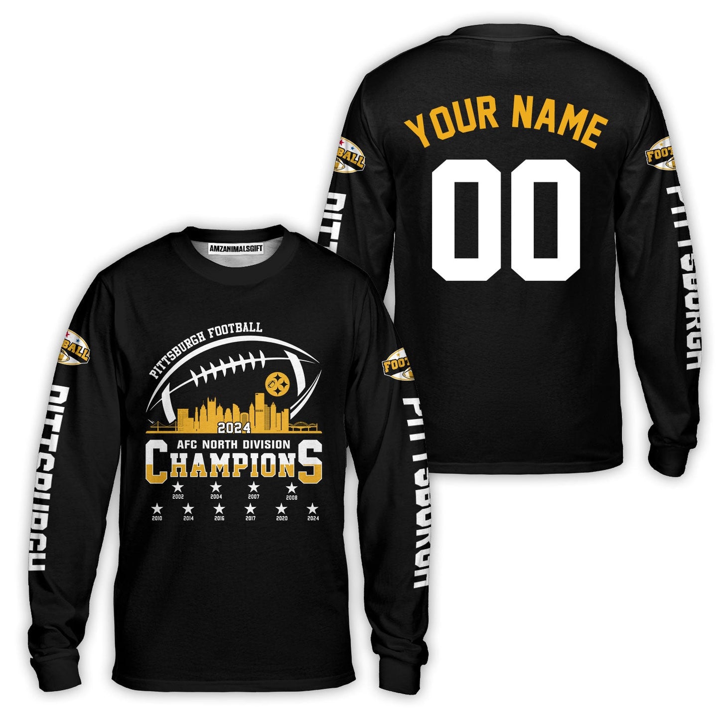 Pittsburgh American Football 2024-25 Playoffs Skyline Custom Hoodie, Pittsburgh Game Day Division Custom, Double Sided Hoodie For Pittsburgh Football