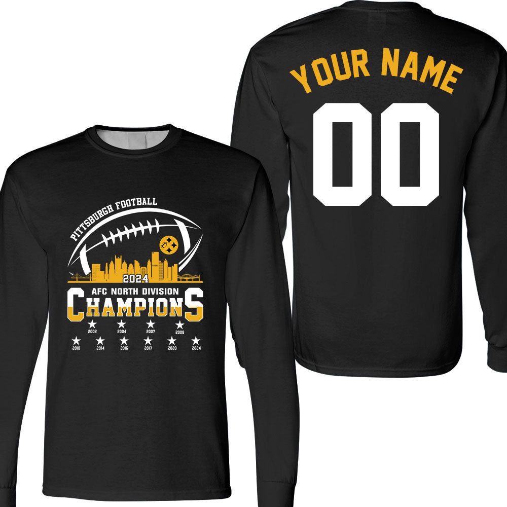 Pittsburgh American Football 2024-25 Playoffs Skyline Double Sided Long Sleeve Shirts, Pittsburgh Game Day Division 2 Sided Long Sleeve Shirt