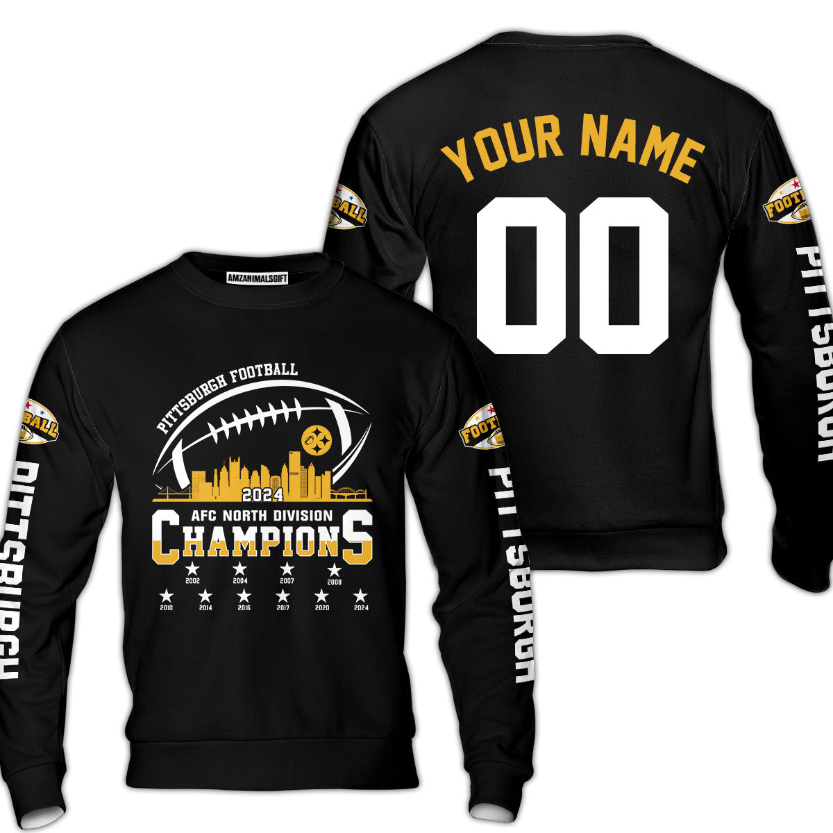 Pittsburgh American Football 2024-25 Playoffs Skyline Custom Hoodie, Pittsburgh Game Day Division Custom, Double Sided Hoodie For Pittsburgh Football