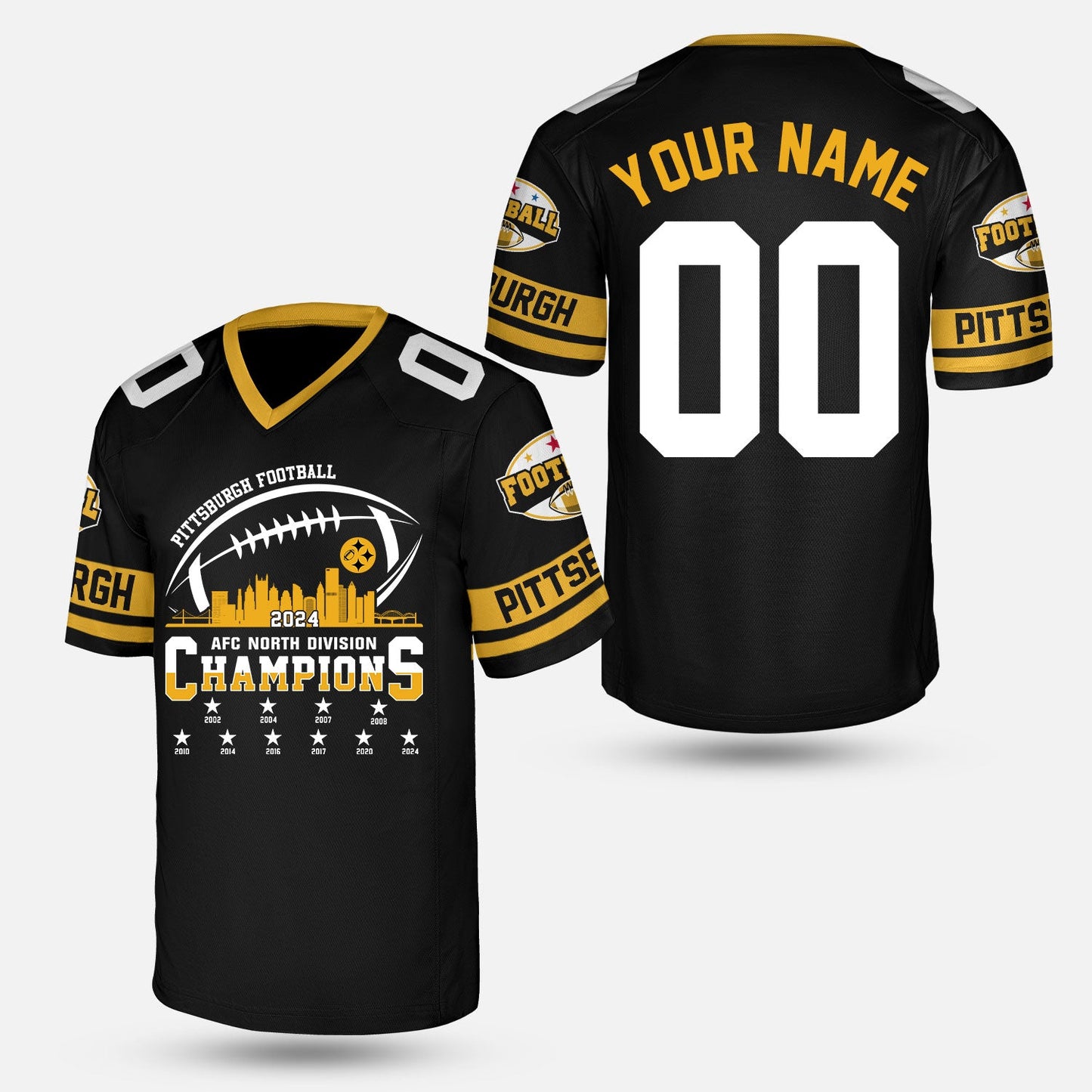 Pittsburgh American Football 2024-25 Playoffs Skyline Custom Hoodie, Pittsburgh Game Day Division Custom, Double Sided Hoodie For Pittsburgh Football