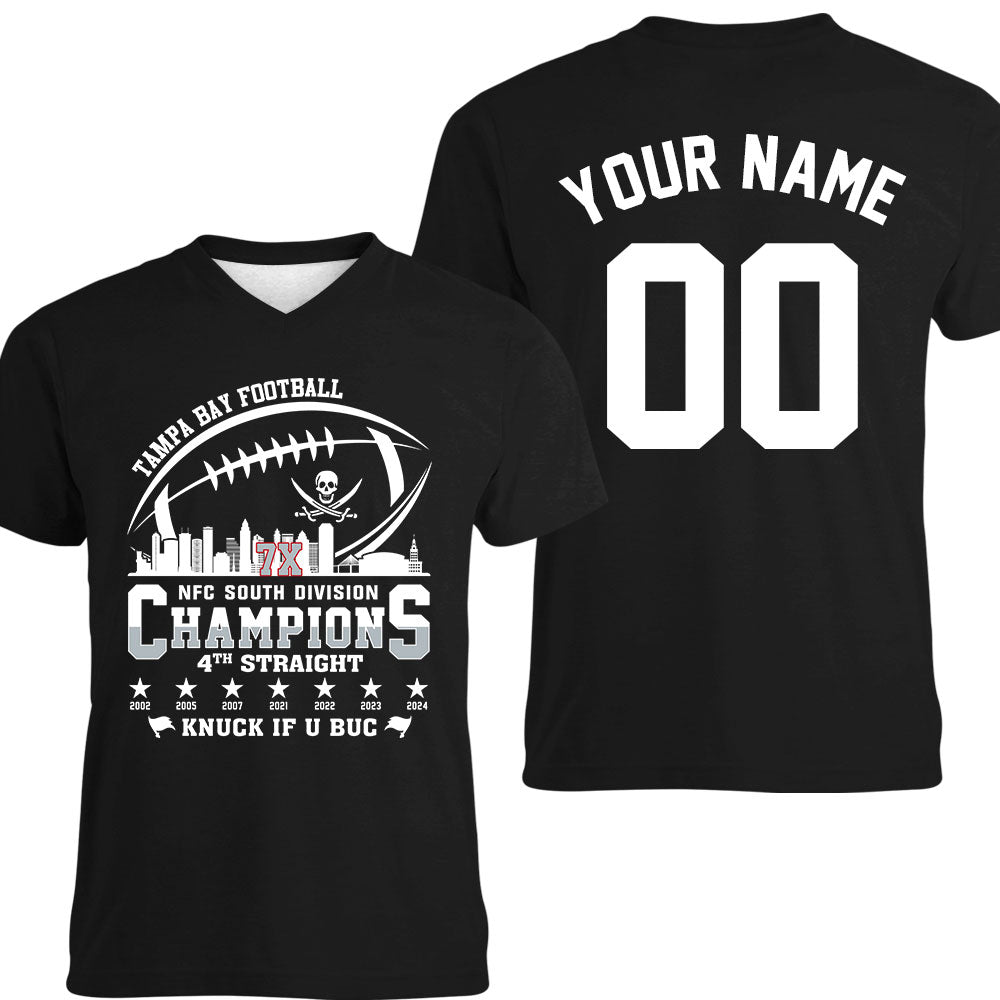 Tampa Bay Football 2024 NFC South Division Champions Skyline 2 Sided Shirts, 2024 NFC South Champs Custom Double Sided Shirts