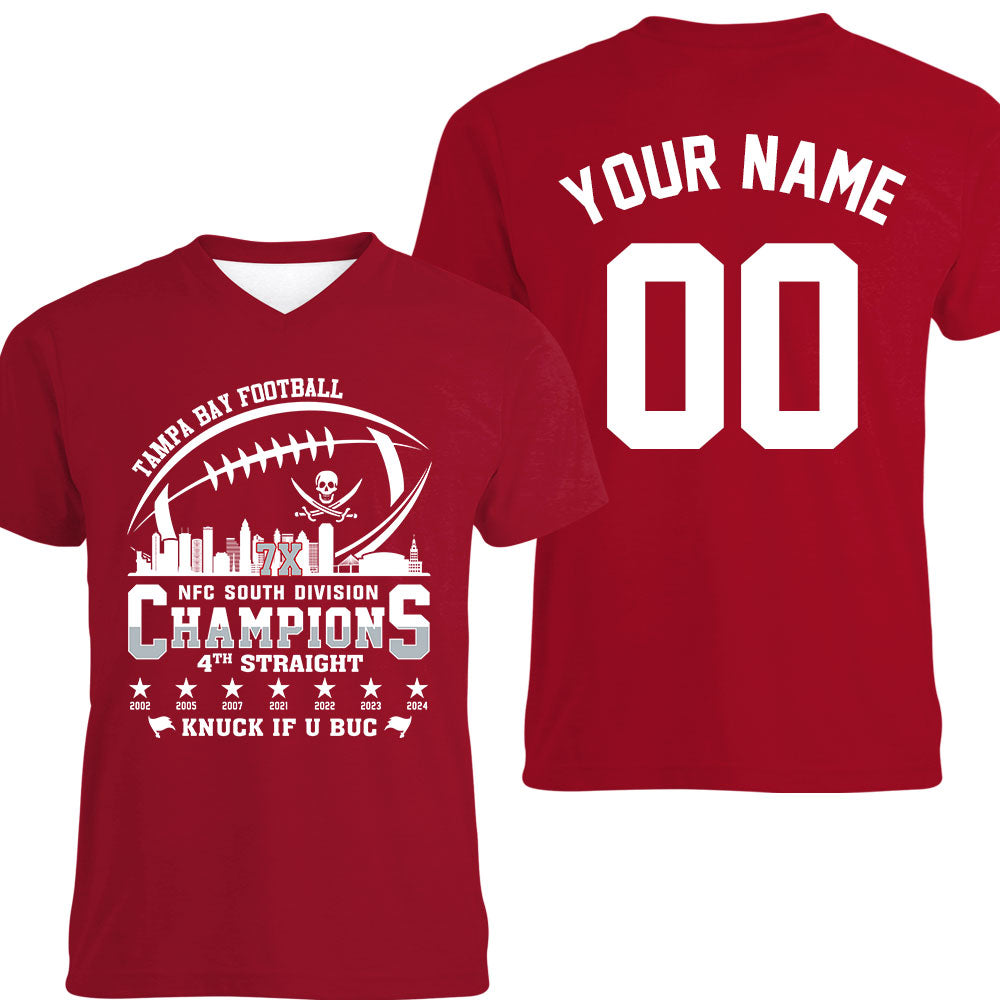 Tampa Bay Football 2024 NFC South Division Champions Skyline 2 Sided Shirts, 2024 NFC South Champs Custom Double Sided Shirts