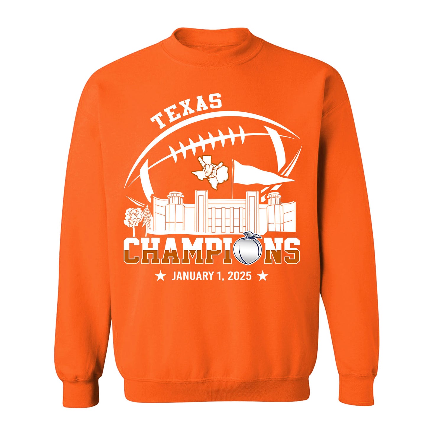 2025 Peach Champions Skyline Hoodie Sweatshirt, Texas Football 2025 Peach Champions Hoodie Sweatshirt For Texas Football Fans