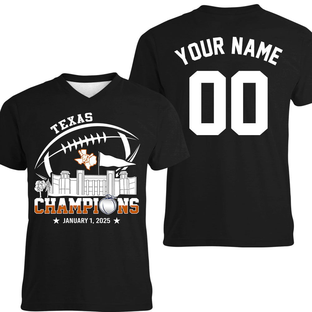 2025 Peach Champions Skyline Double Sided Hoodie Shirts, Texas Football 2025 Peach Champions 2 Sided Custom Hoodie Shirts