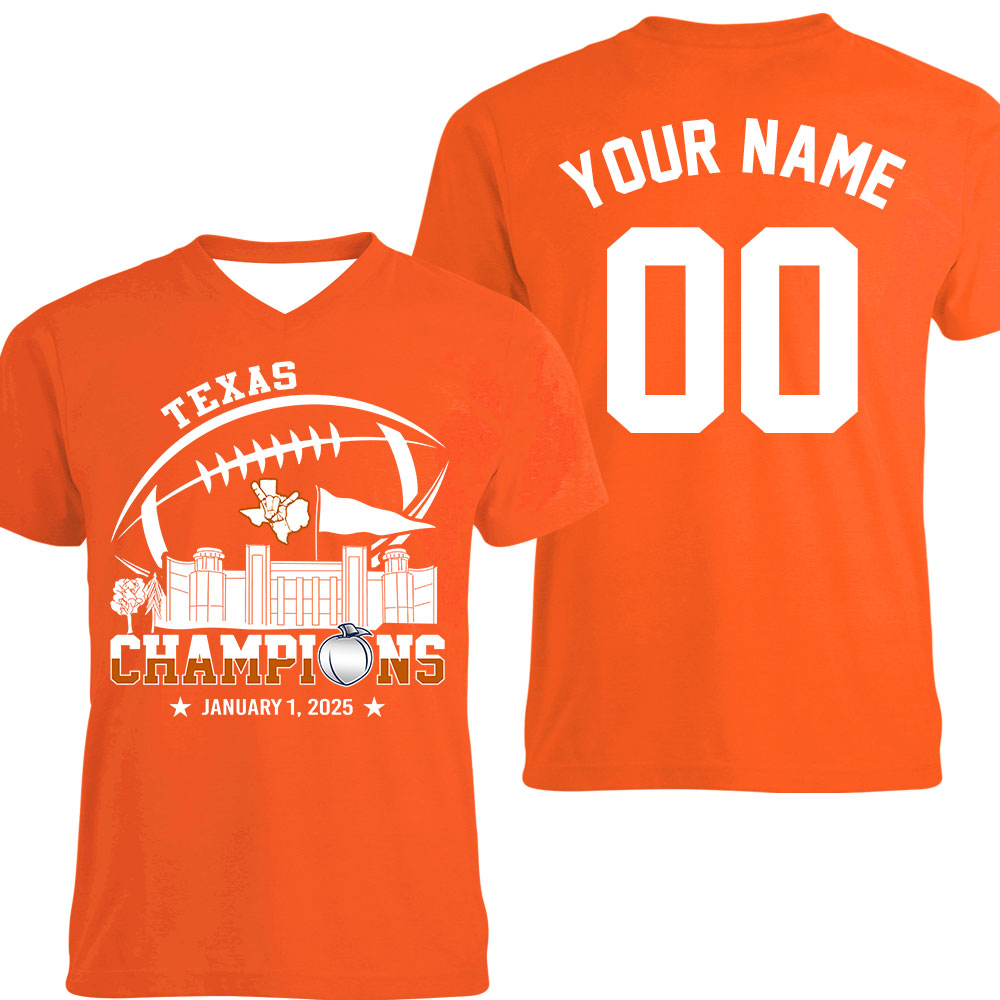 2025 Peach Champions Skyline Double Sided Hoodie Shirts, Texas Football 2025 Peach Champions 2 Sided Custom Hoodie Shirts