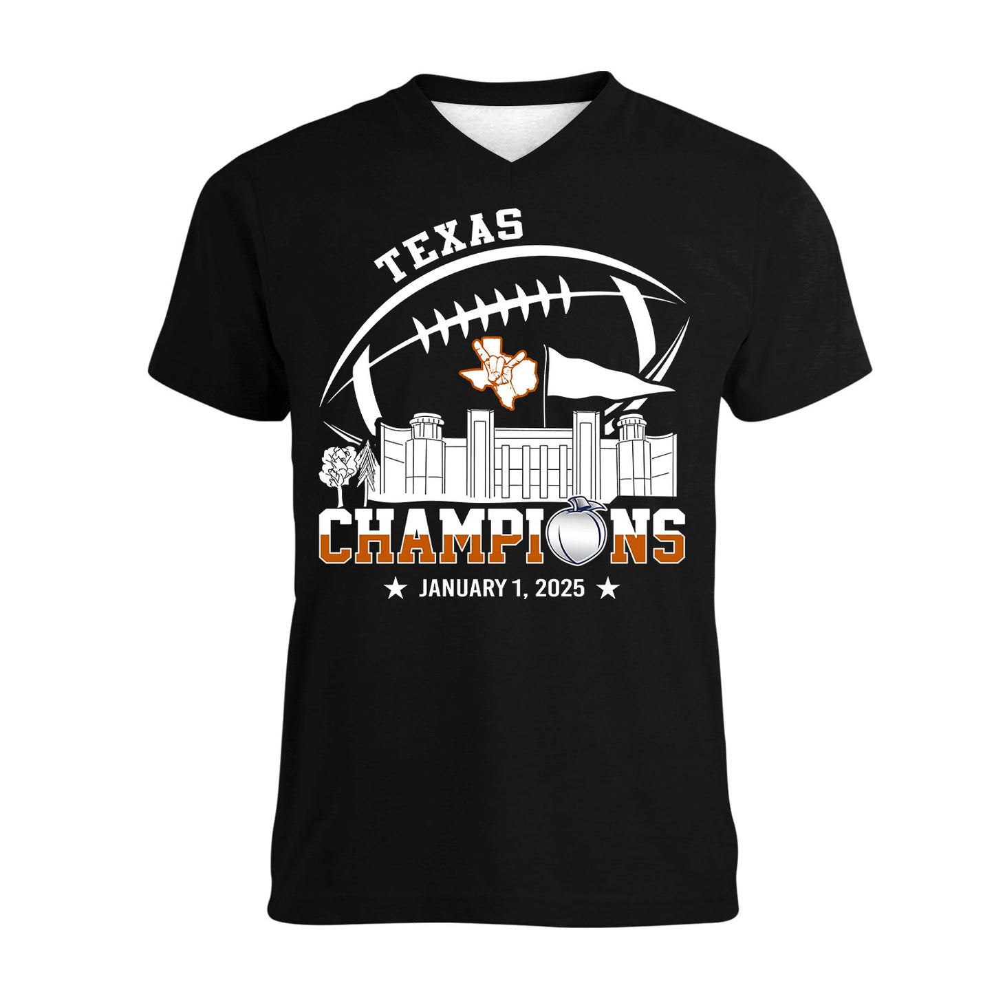 2025 Peach Champions Skyline Hoodie Sweatshirt, Texas Football 2025 Peach Champions Hoodie Sweatshirt For Texas Football Fans